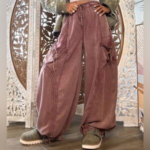 Bluevelvet Cargo Oversized Drawstring Jogger Balloon Baggy Boho Pants Small